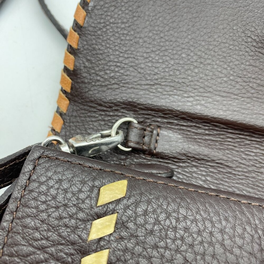 VTG Brighton crossbody wallet brown pebbled leather removable strap Y2K - Picture 7 of 11